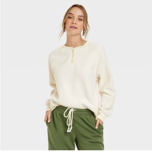 Universal Thread Long Sleeve Sherpa Henley Shirt size L